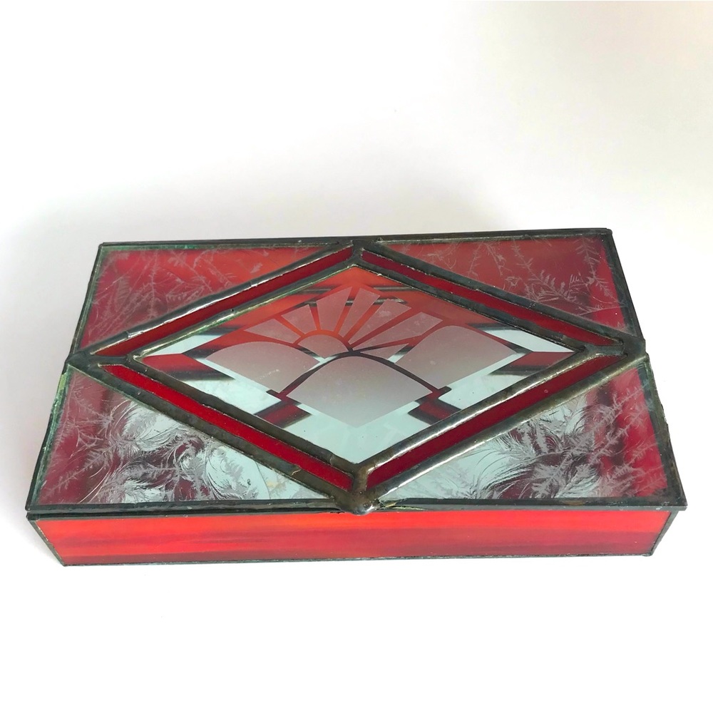 Vintage Stained Glass Jewelry Box